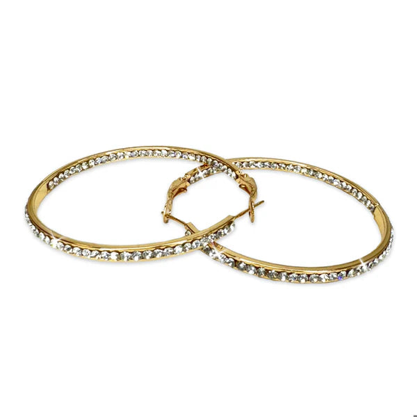 Earring 50mm Round Crystal Hoop Earrings