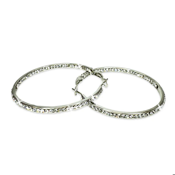 Earring 50mm Round Crystal Hoop Earrings