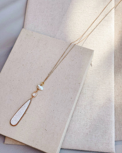Keshi Pearl and Glass Teardrop Necklace