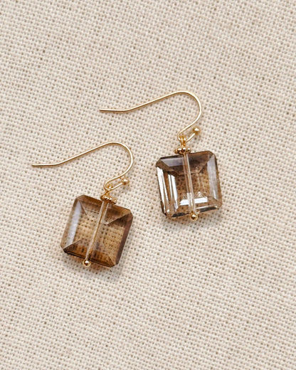 Gracie Rose Designs - Minimalist Square Crystal Dangle Earrings