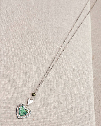 Green Abalone Heart Necklace