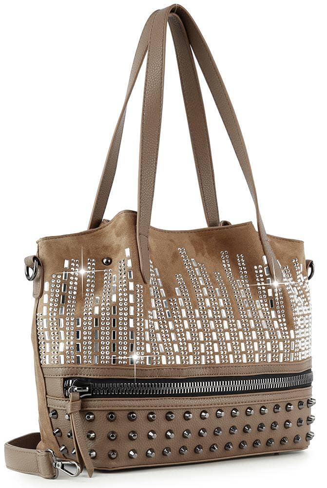 Handbag Express - Stud and Stone Tote Handbag