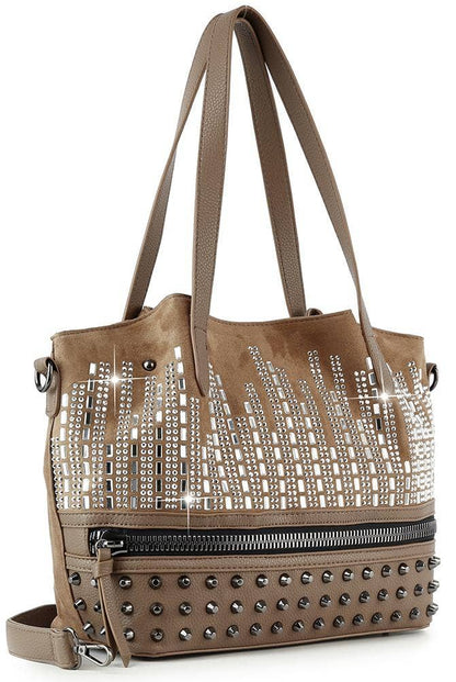 Handbag Express - Stud and Stone Tote Handbag