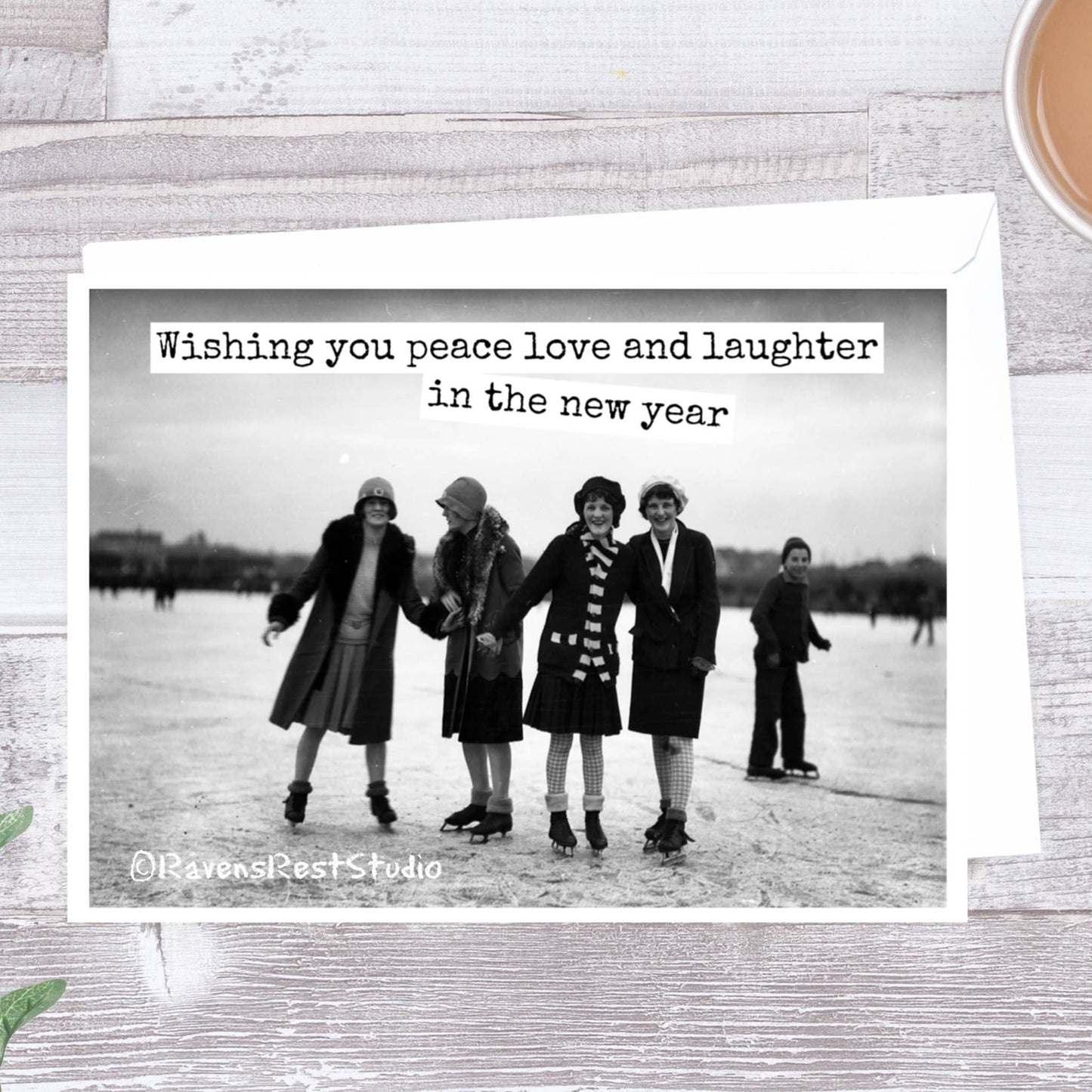 Raven's Rest Studio - Wishing You Peace Love and Laughter In The New Year. Card.
