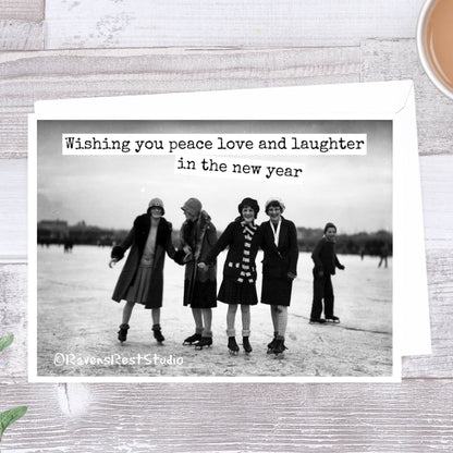 Raven's Rest Studio - Wishing You Peace Love and Laughter In The New Year. Card.