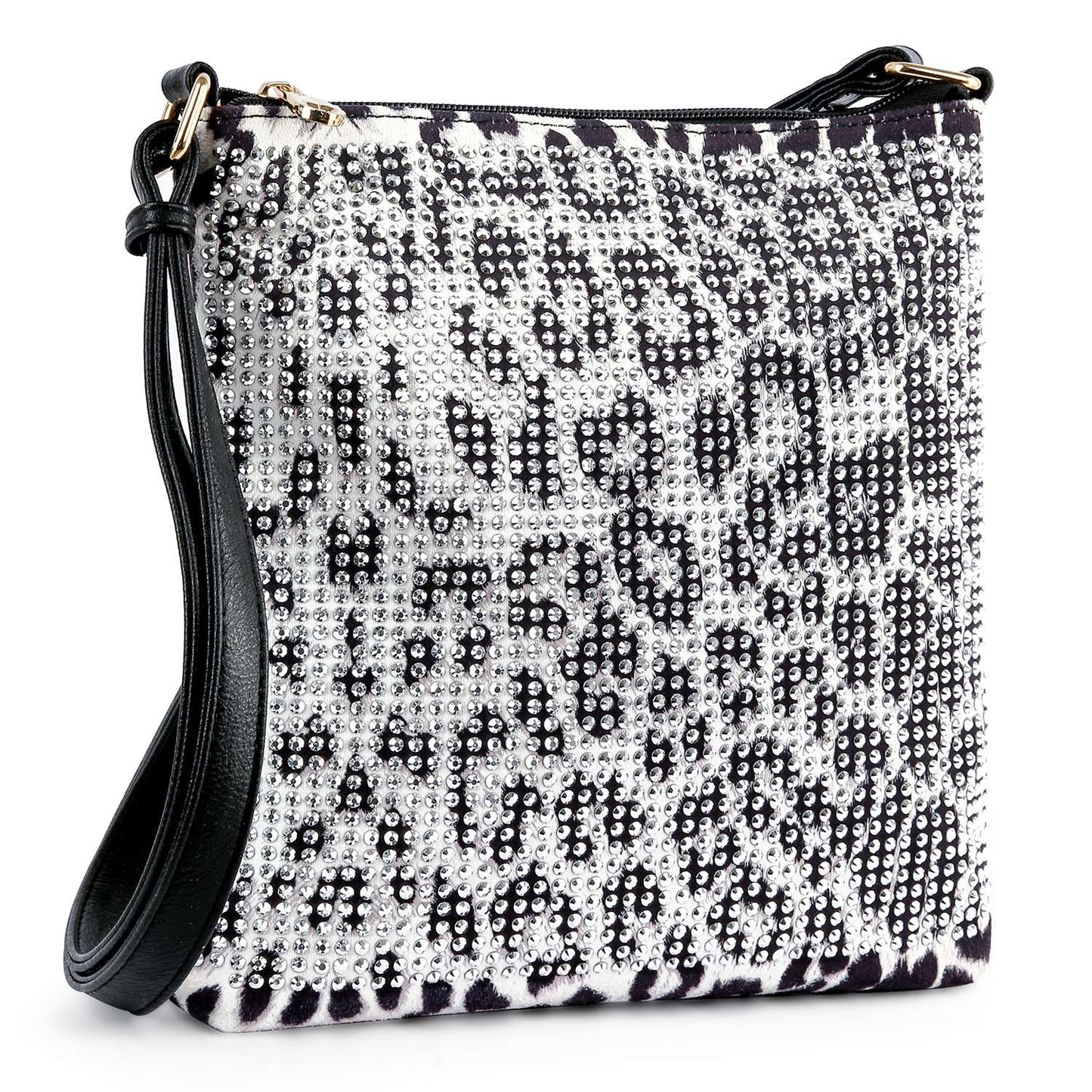Handbag Express - Leopard Print Rhinestone Crossbody Sling