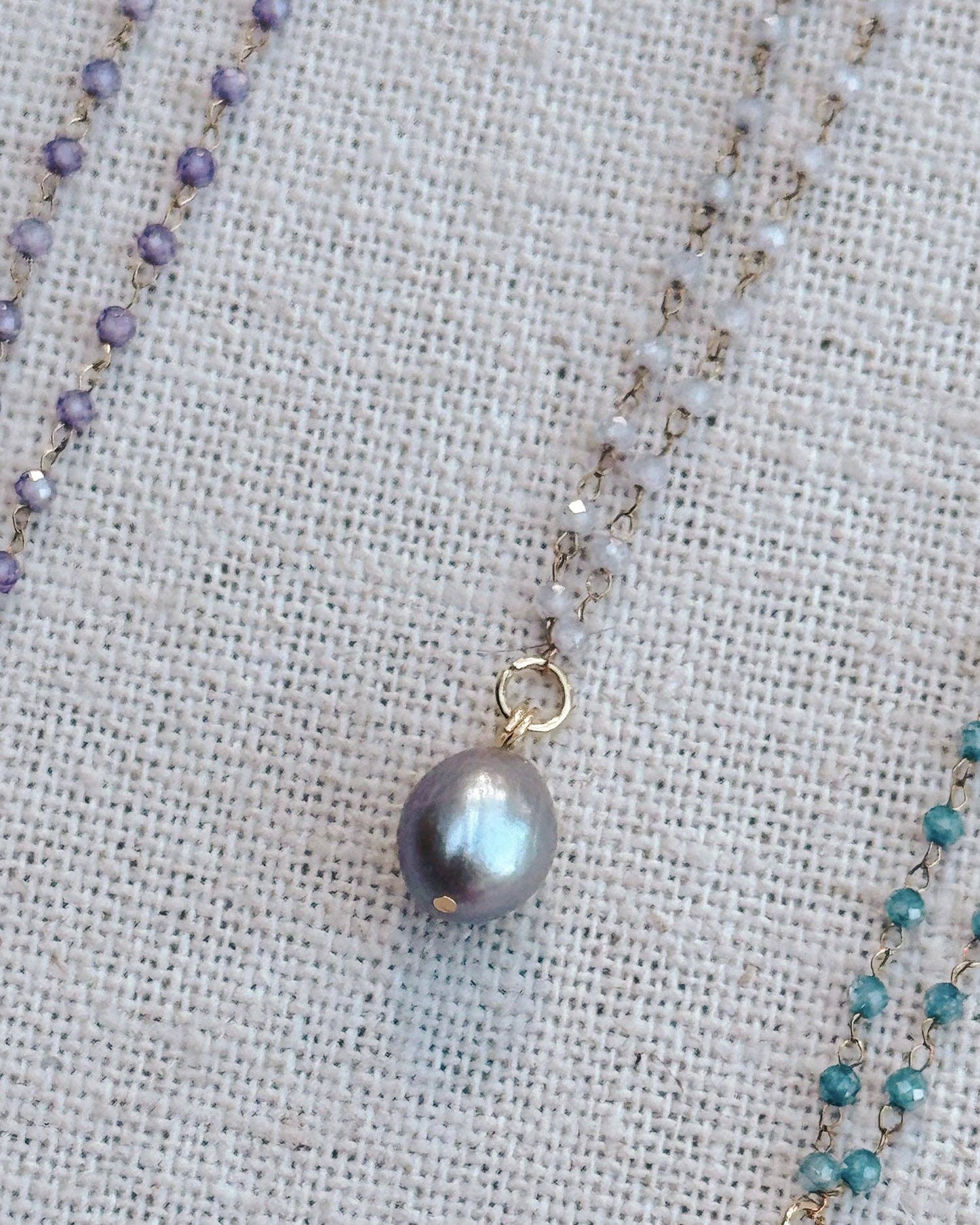 Gracie Rose Designs - Baroque Pearl Fine Crystal Link Chain Necklace