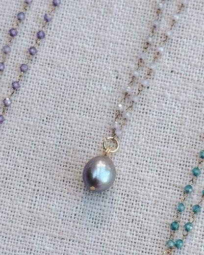 Gracie Rose Designs - Baroque Pearl Fine Crystal Link Chain Necklace