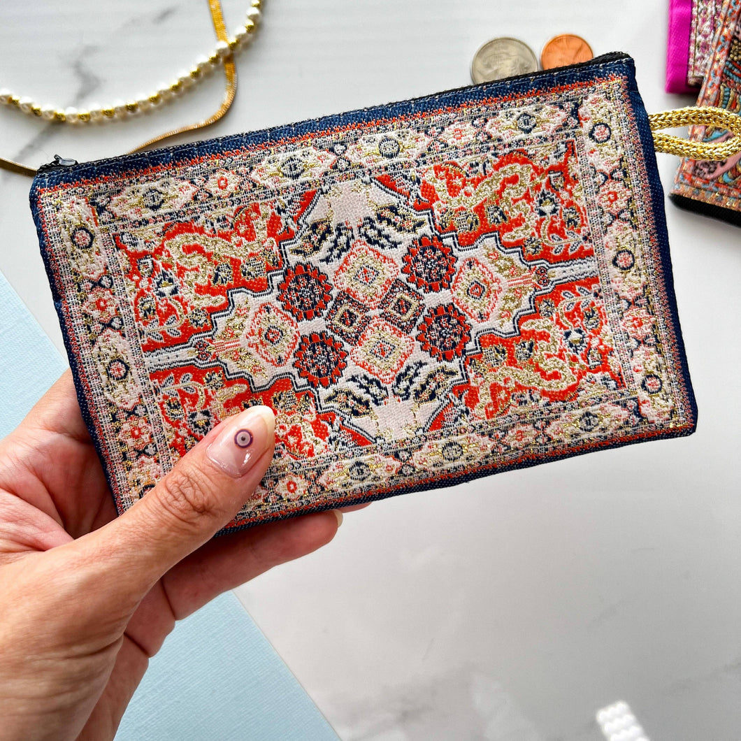Navy & Orange  Coin Purse
