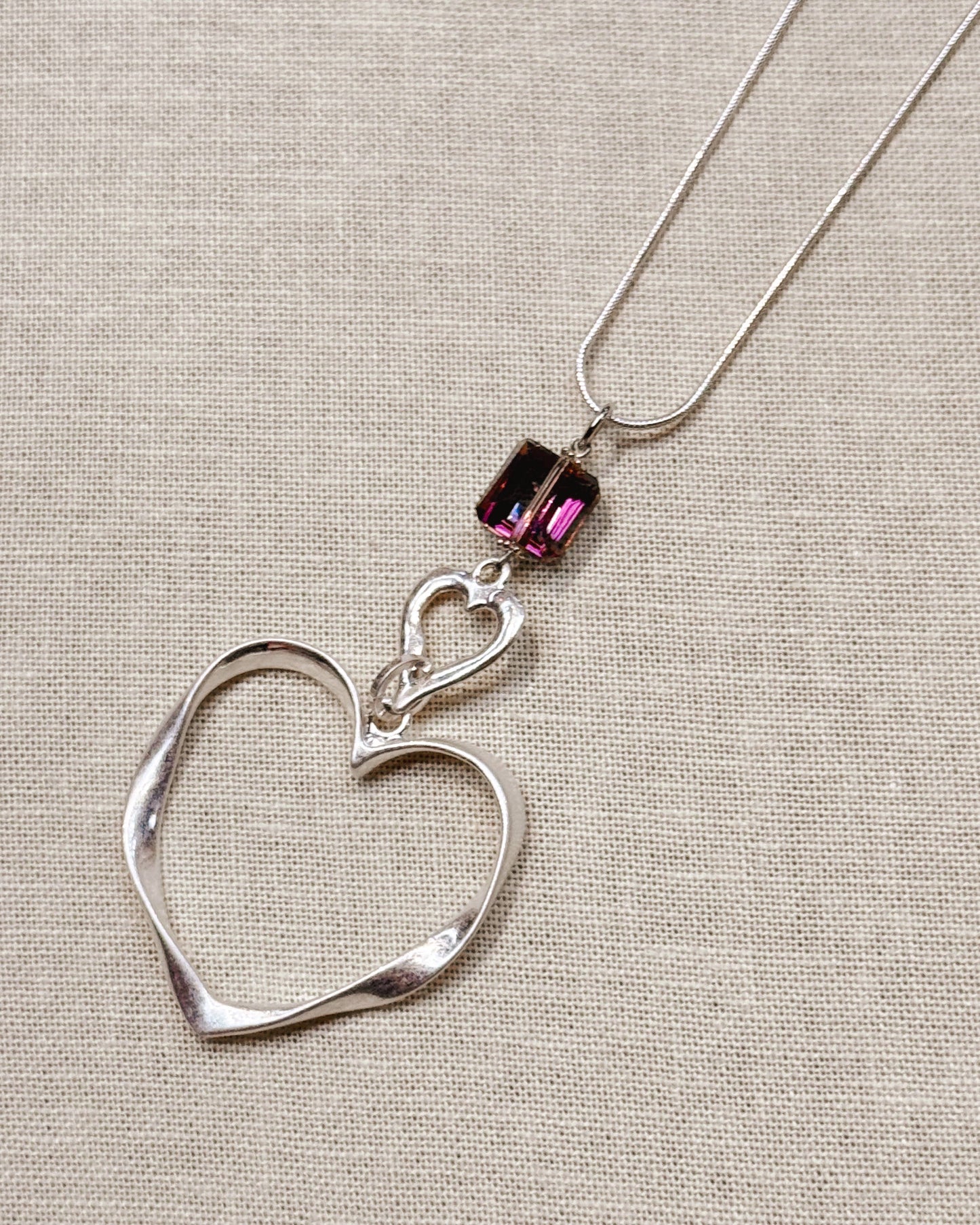 Crystal Large Heart Statement Pendant Necklace