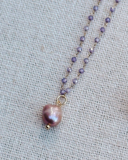 Gracie Rose Designs - Baroque Pearl Fine Crystal Link Chain Necklace