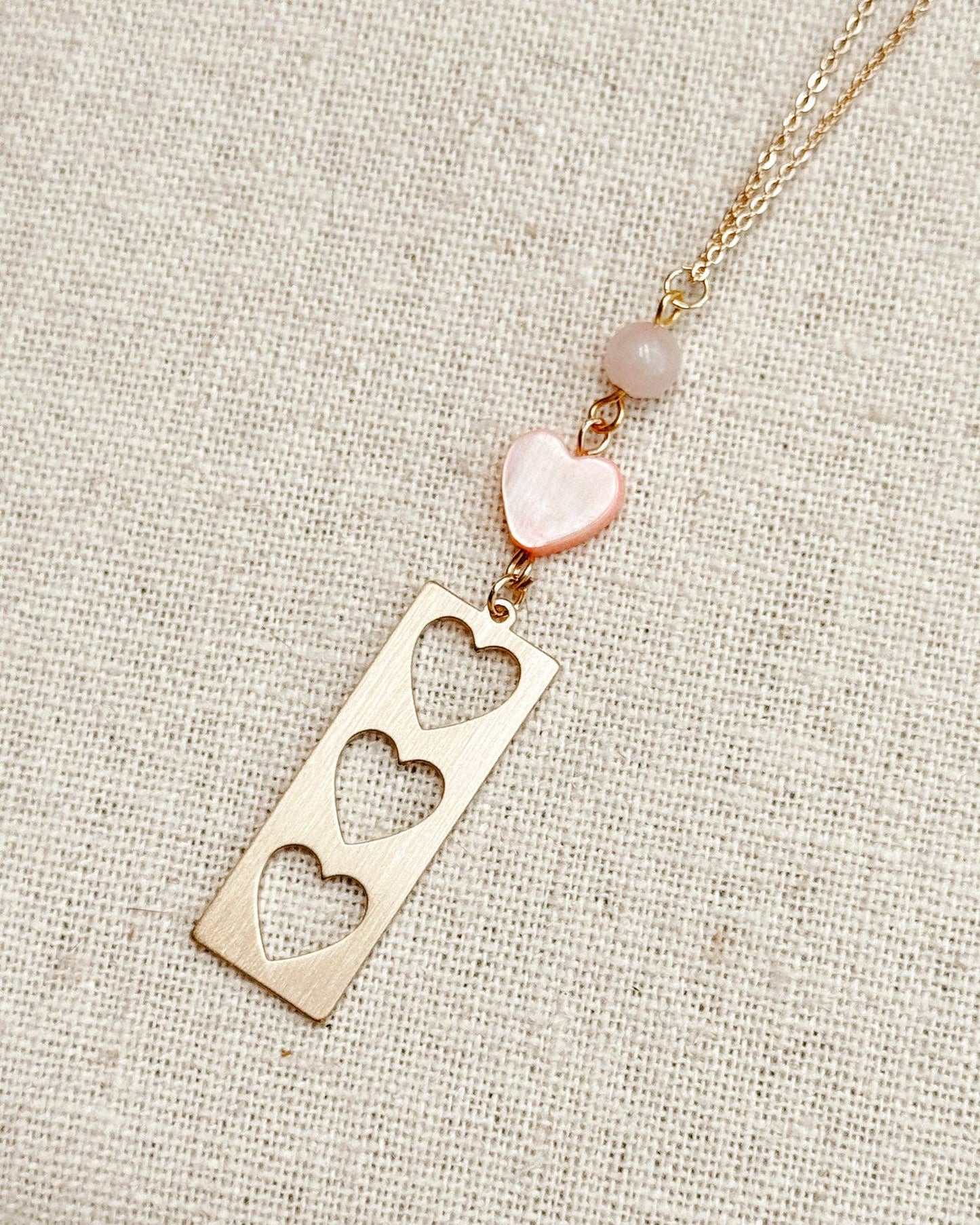 Stone with Shell & Heart Bar Necklace 244072