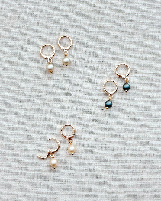 Minimalist Matte Lustre Colored Pearl Drop Huggie Earrings 85167