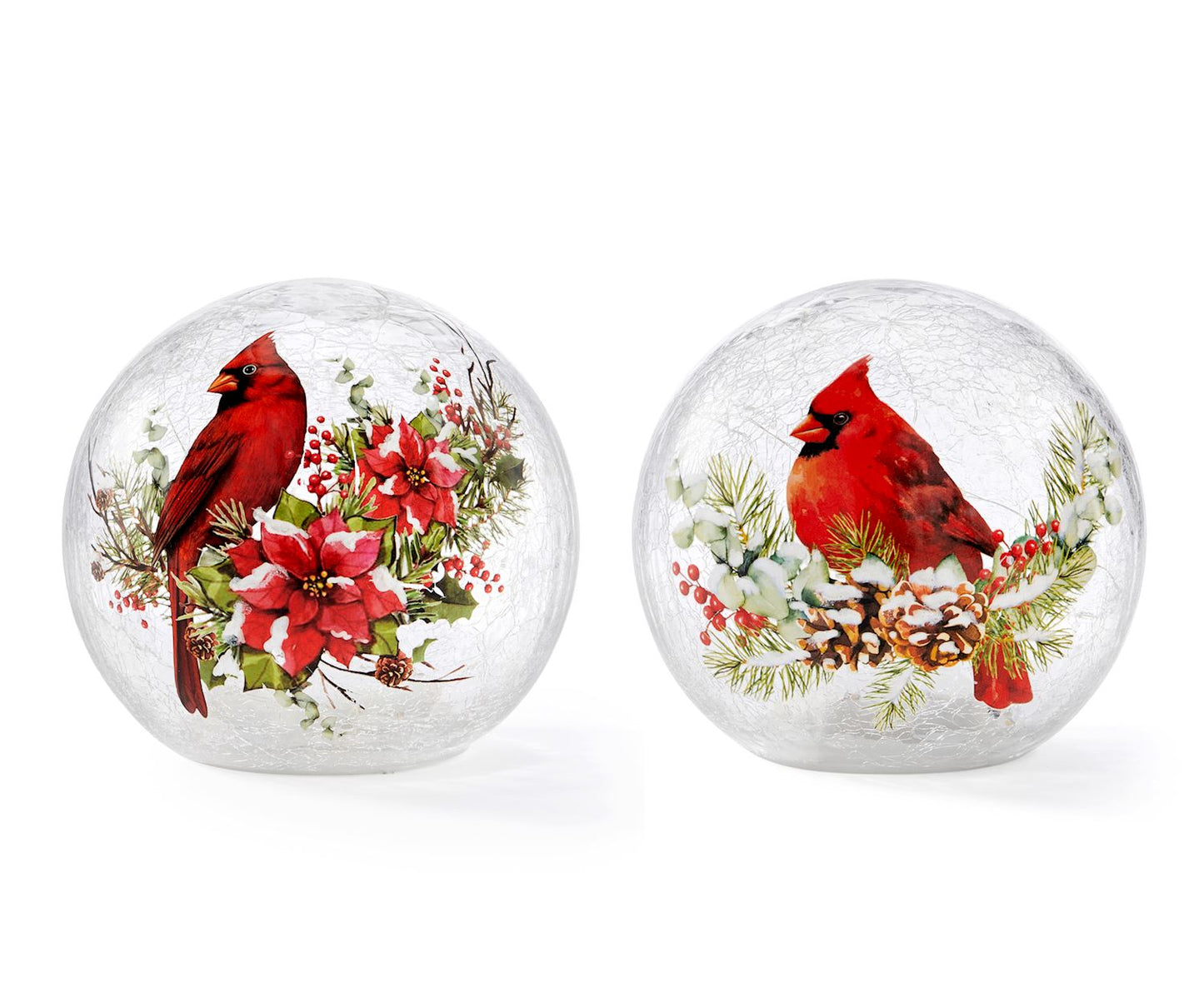 LED Glass Decor w/Cardinal