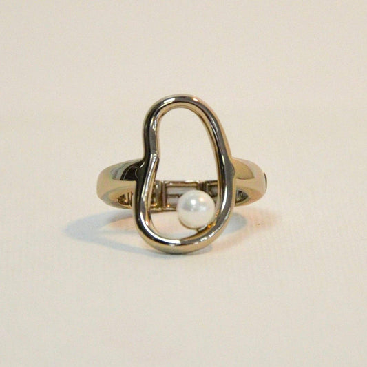 La-a SOLE - Modern Pearl Stretch Ring | Silver