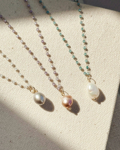 Gracie Rose Designs - Baroque Pearl Fine Crystal Link Chain Necklace