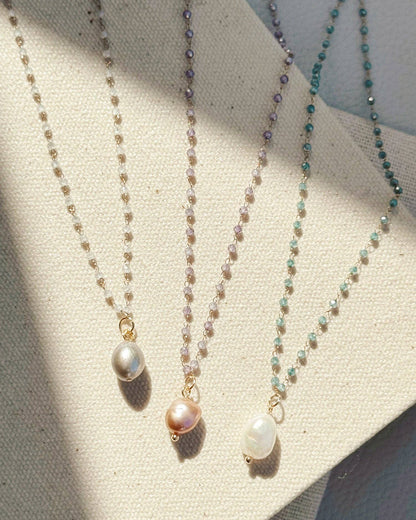 Gracie Rose Designs - Baroque Pearl Fine Crystal Link Chain Necklace