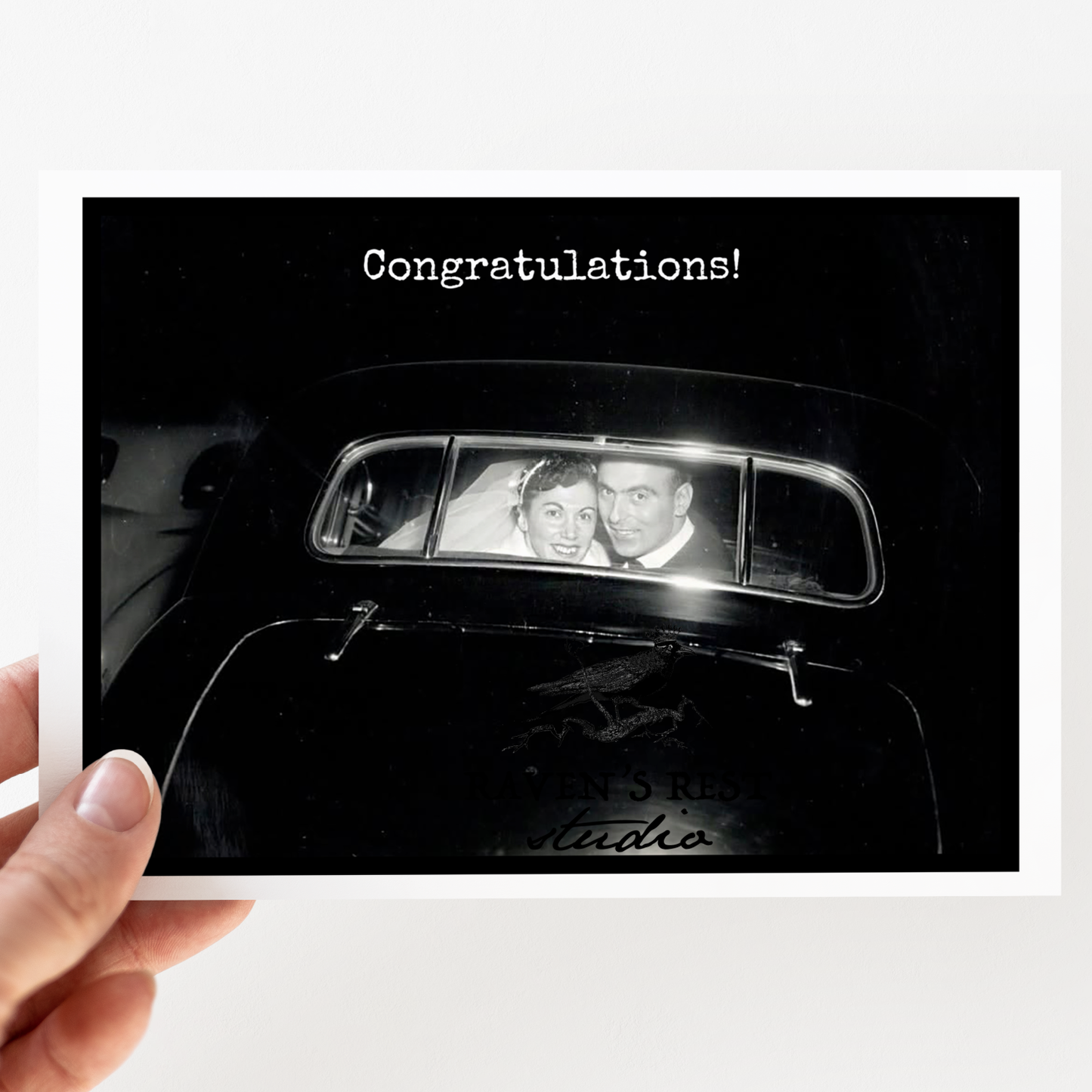 Raven's Rest Studio - Greeting Card. Congratulations!  Vintage Wedding Card.