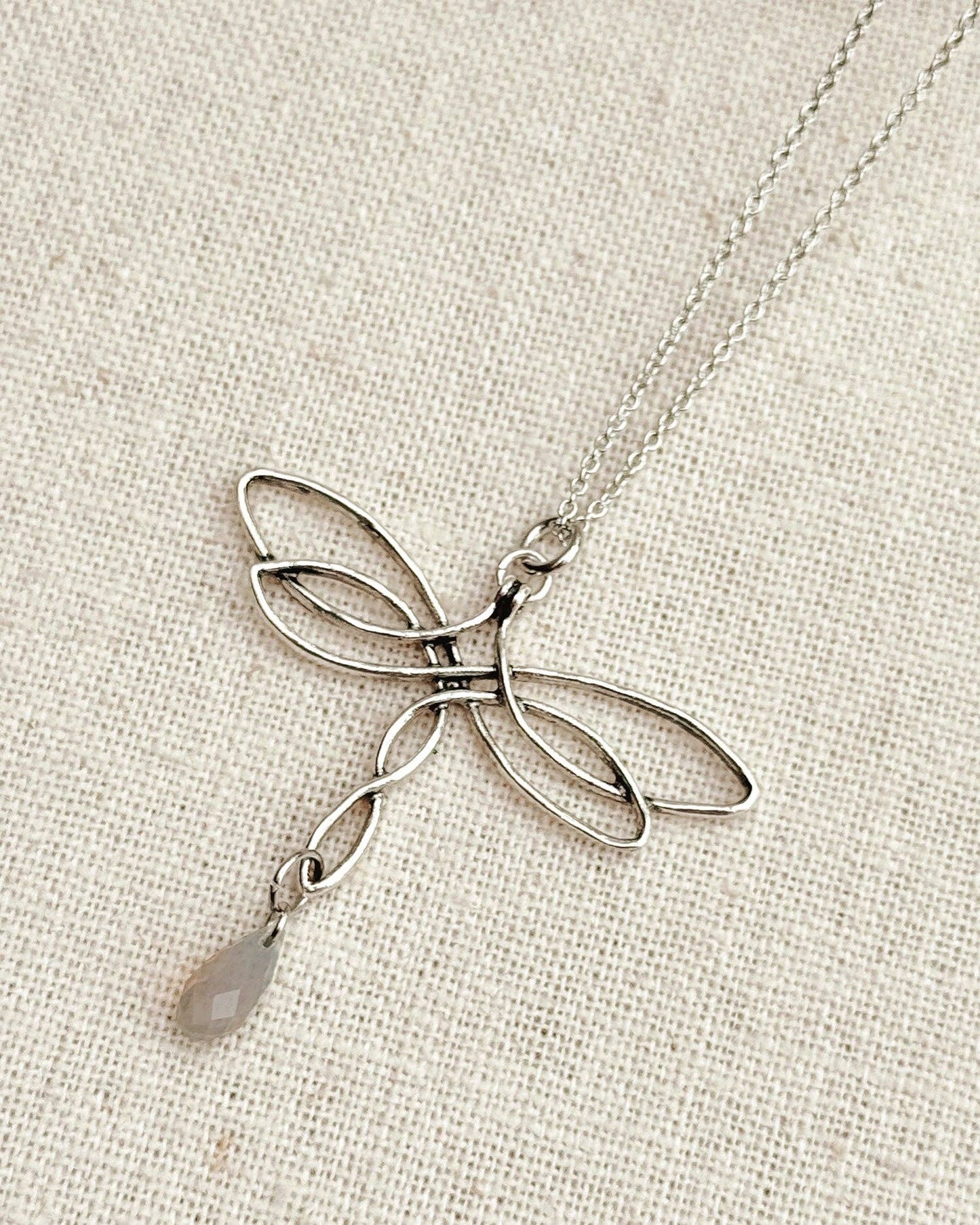 Celtic Knot Dragonfly & Swarovski Crystal Pendant Necklace