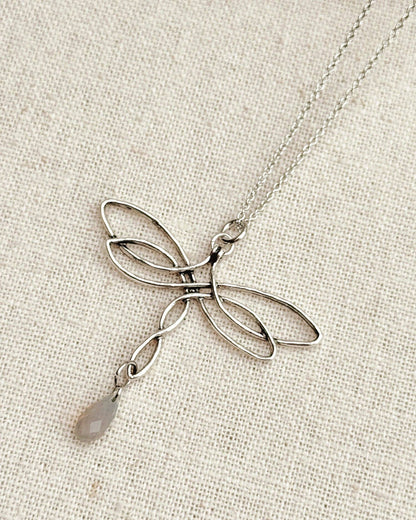 Celtic Knot Dragonfly & Swarovski Crystal Pendant Necklace
