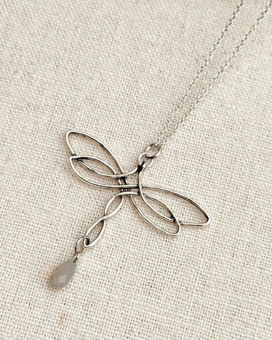 Celtic Knot Dragonfly & Swarovski Crystal Pendant Necklace 244434