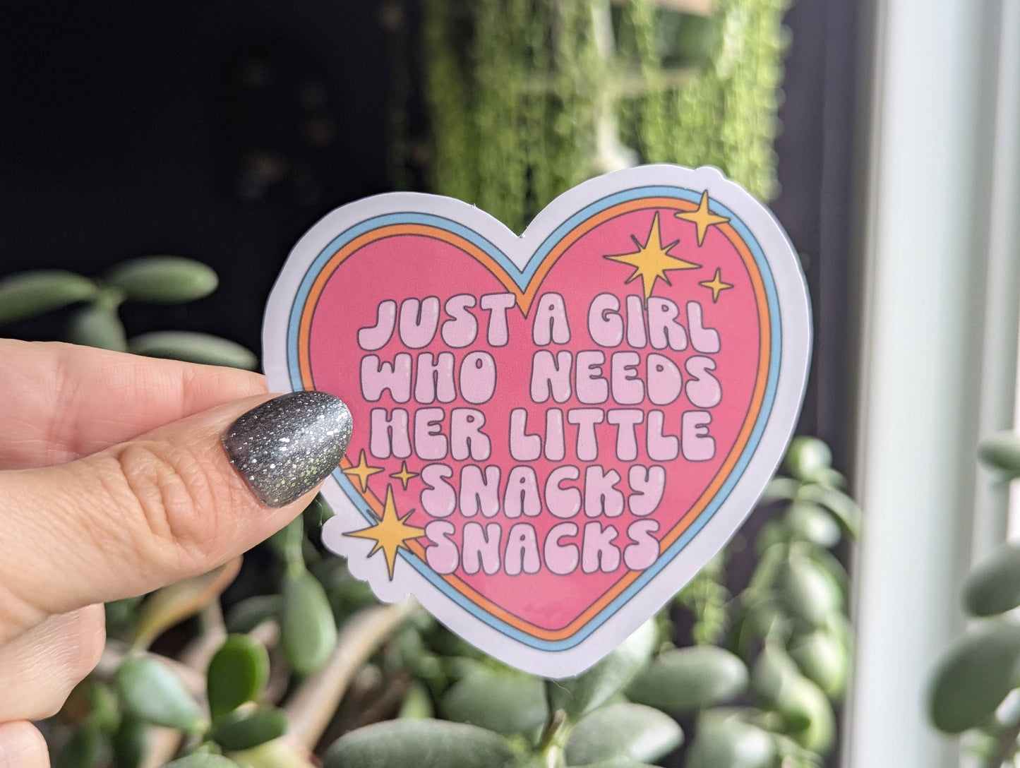 Sticky Moods - Just a girl who needs her little snacky snacks vinyl sticker