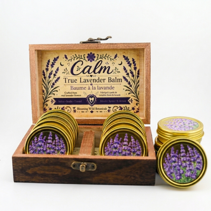Blooming Wild Botanicals - Calm Balm True Lavender Balm  | 12 Pack + Free Wood Display