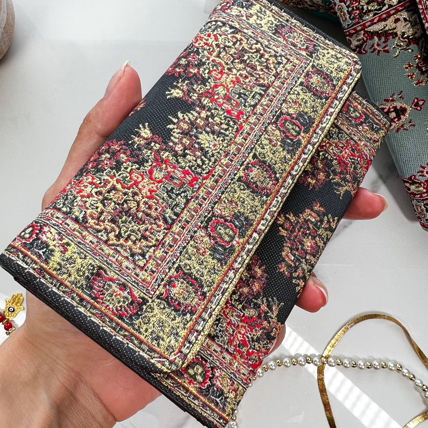 Black, Red & Gold Small Wallet