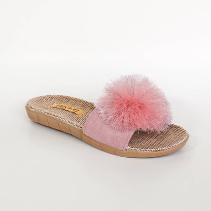 Pom Pom Slides – Pink Shimmer | Women’s Summer Sandals