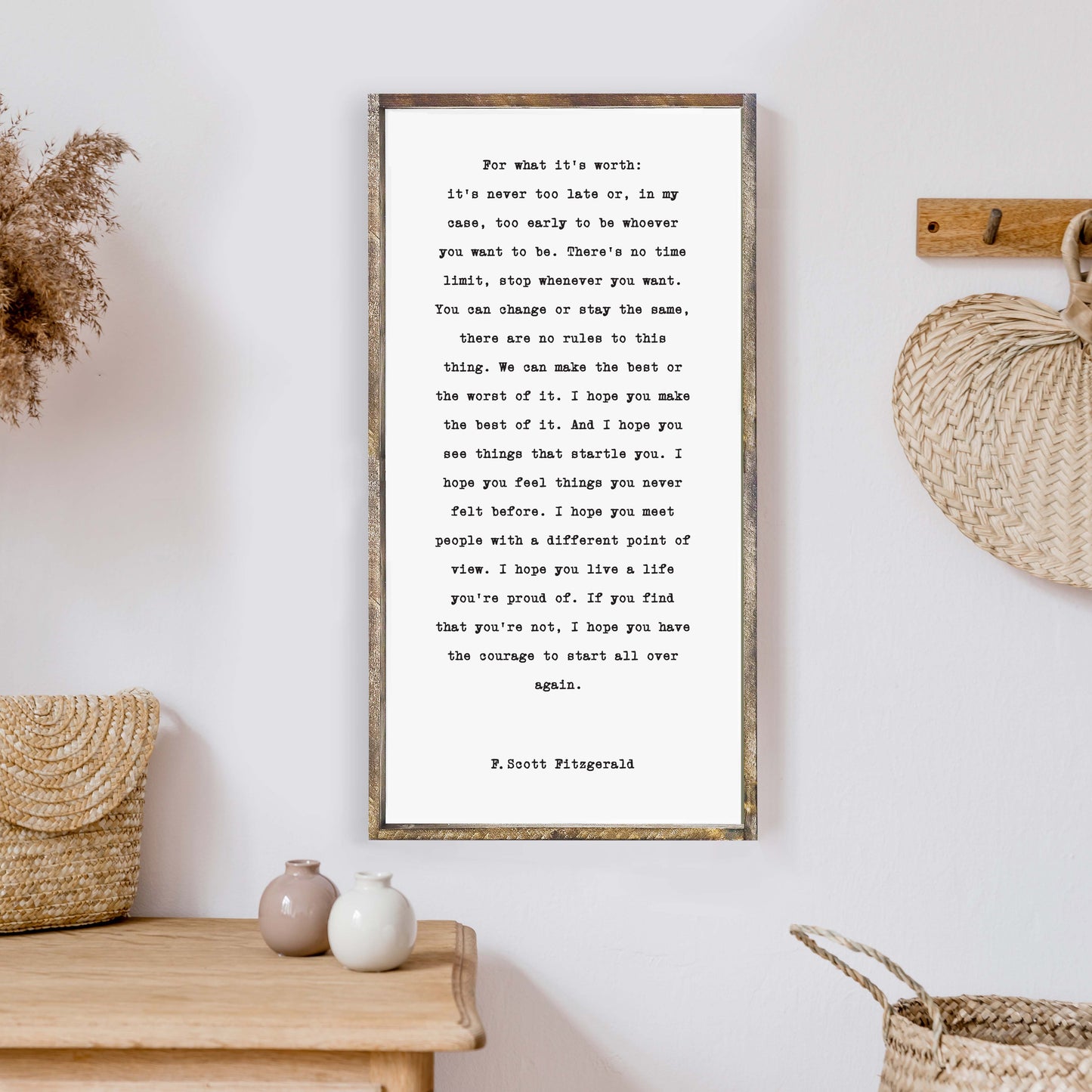 For What It's Worth F. Scott Fitzgerald Wood Sign: Espresso / 19x9"
