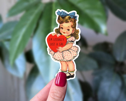 Sticky Moods - “I’m Literally Just a Girl” Vintage Heart Sticker
