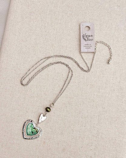 Green Abalone Heart Necklace