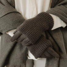Load image into Gallery viewer, Ribbed Wrist-Warmer Faux Suede Gloves
