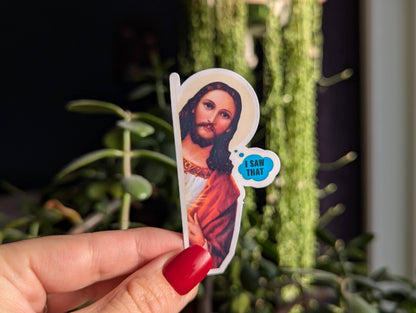 Sticky Moods - I saw that vinyl sticker, funny religious jesus humor