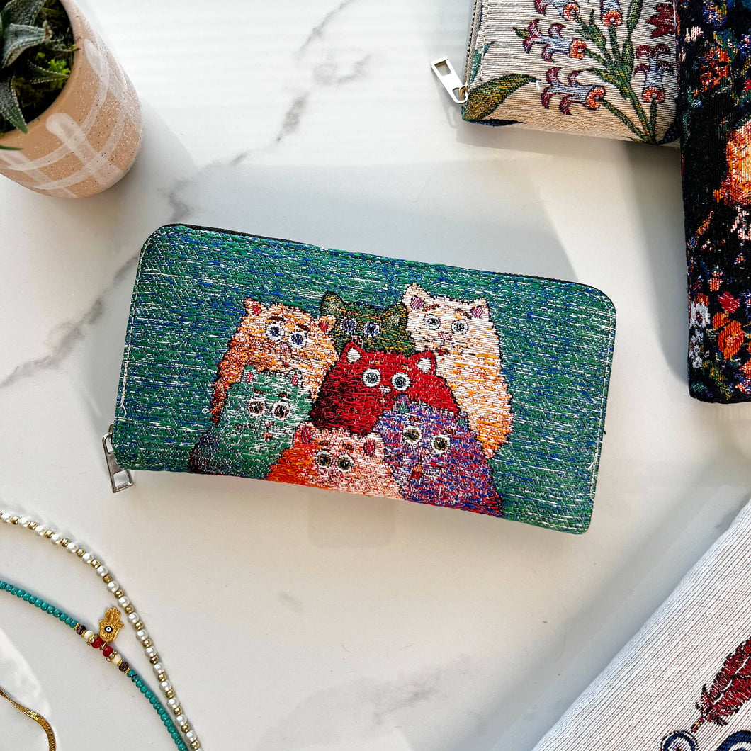 Green With Cats Wallet