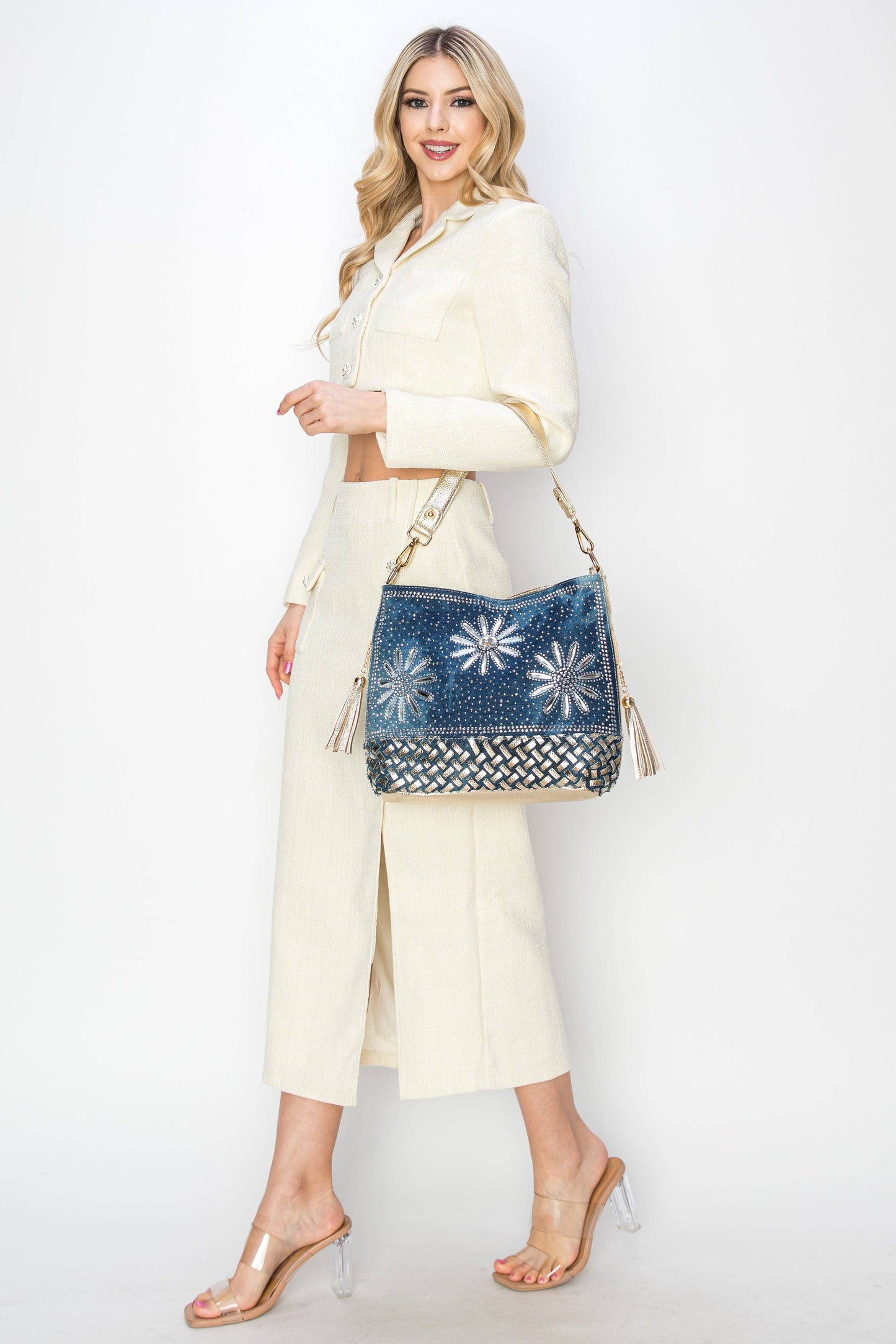 Handbag Express - Daisy Rhinestone Hobo Handbag