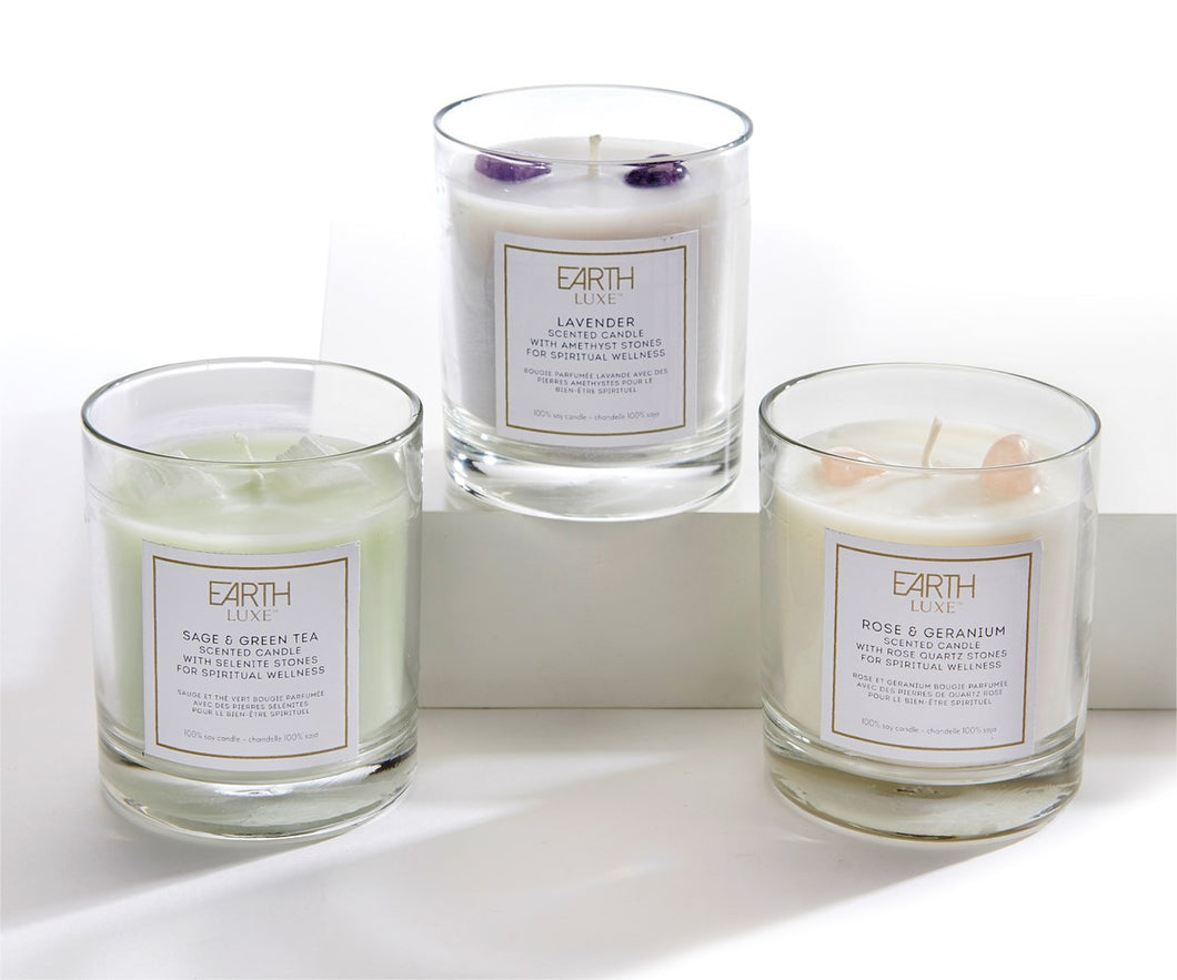 Scented Candles with Wellness Crystals