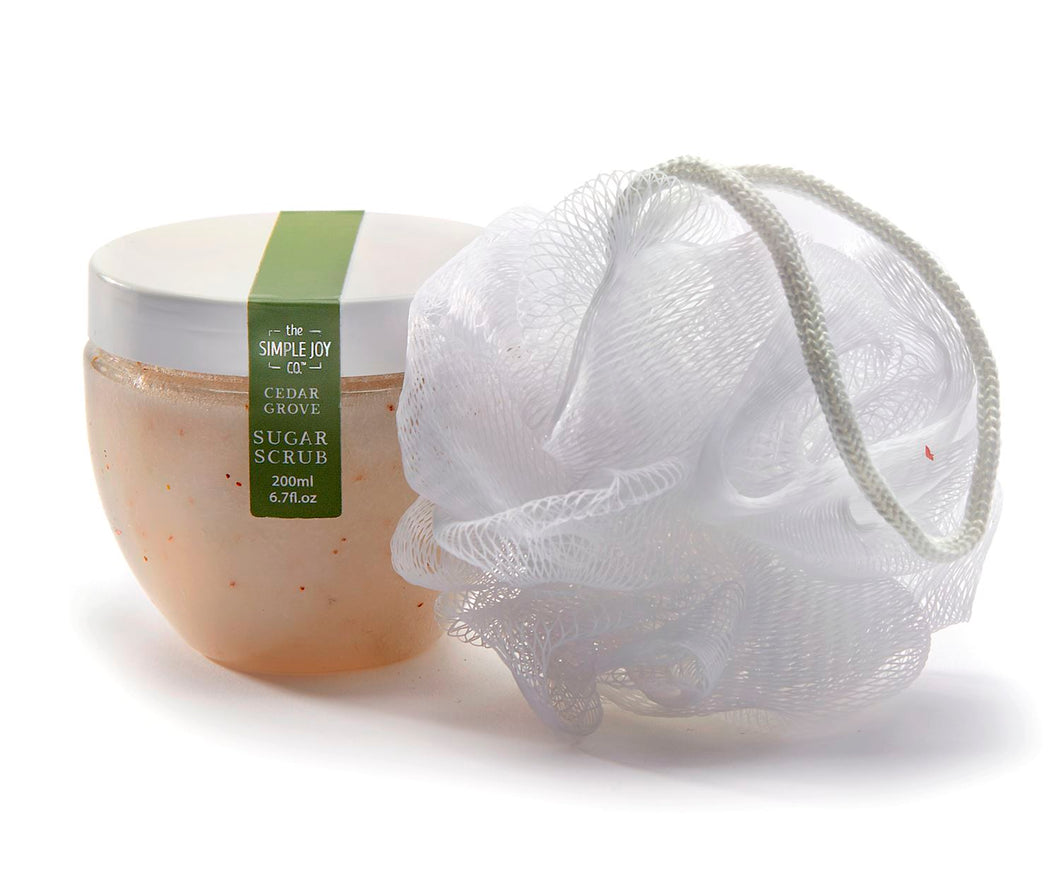 Scented Sugar Scrub & Mesh Sponge Gift Set