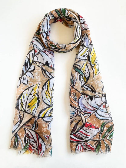 Joanne - Spring/Summer Tan Leaf Scarf