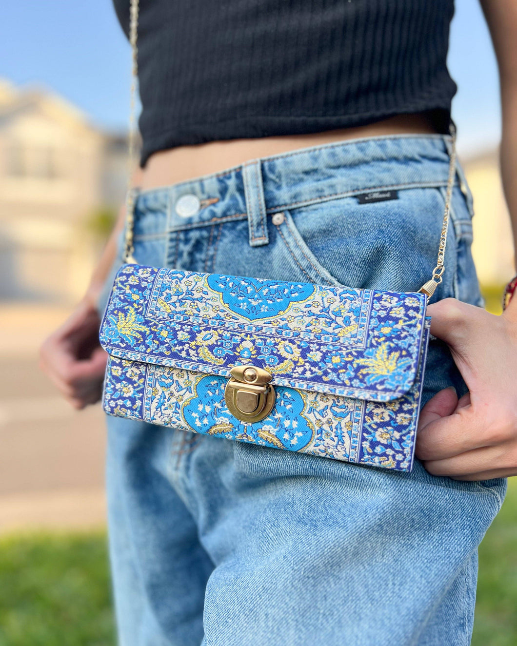 Blue &Gold Turkish Crossbody Bag