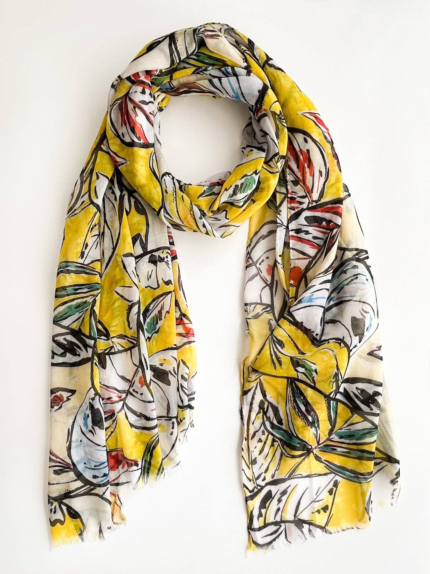 Joanne - Spring/Summer Yellow Leaf Scarf