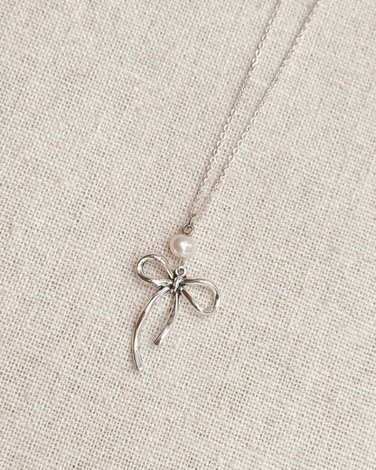 Bow Pearl Pendant Necklace – Gold, Rose Gold & Silver 83377