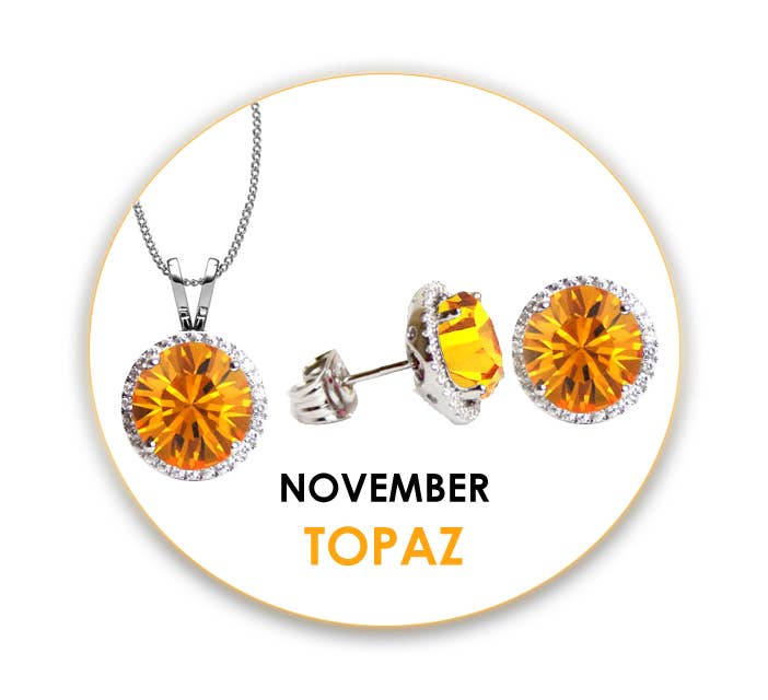 Swarovski CZ Pendant & Earrings Set: February