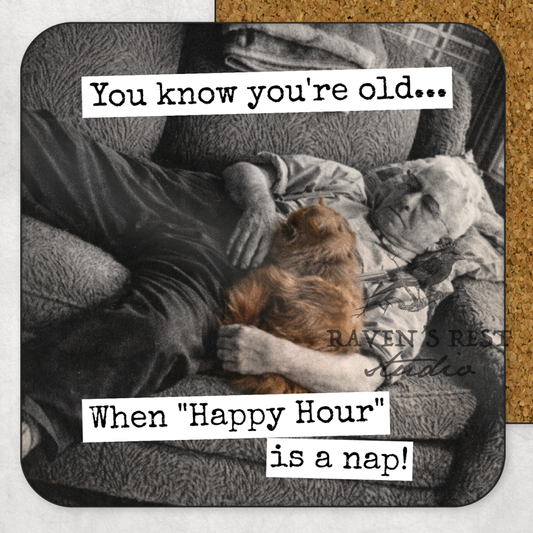 COASTER. Happy Hour Nap. Cheeky Novelty Gift Funny Vintage.