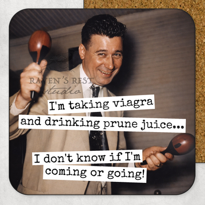 COASTER. Viagra Prune Juice. Cheeky Novelty Funny Vintage.