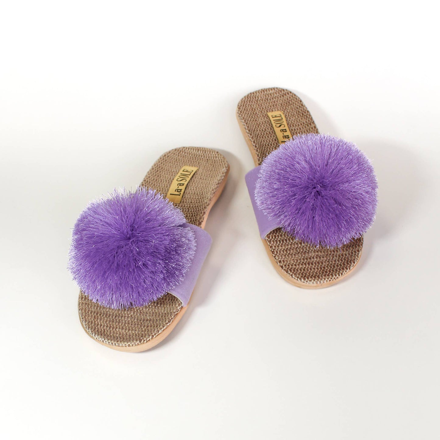 Pom Pom Slides – Lilac | Women’s Slip-On Summer Sandals