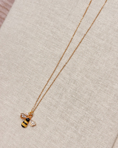 Bumblebee & Pearl Charm Necklace 86124