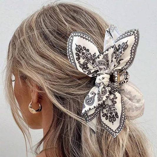 Boho Paisley Hair Bow Scrunchie