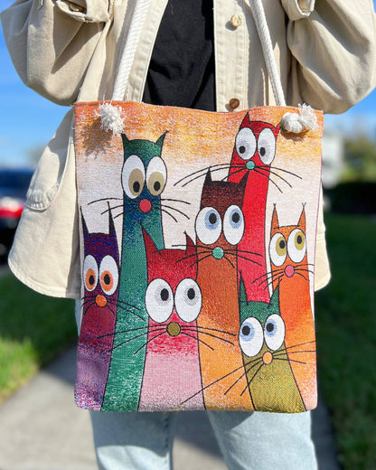 Large Eyed Cats Tote Bag