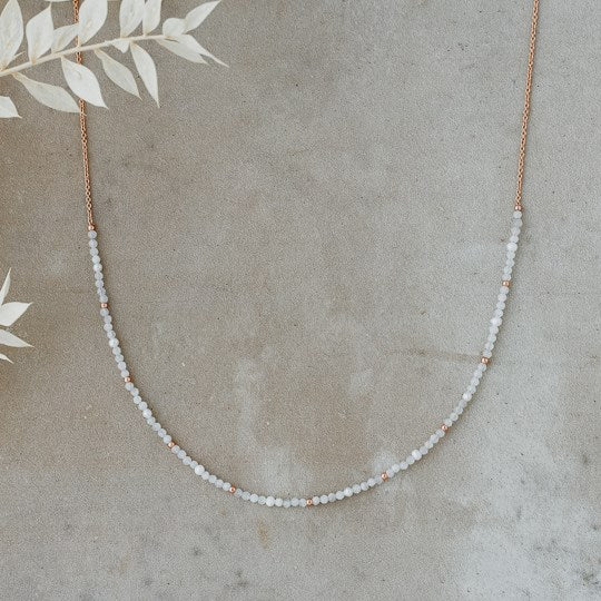 Beth Necklace - white moon stone/white pearl